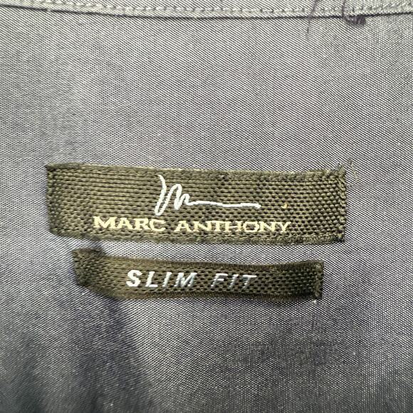 Marc Anthony Button Up Shirt Mens 18 Blue‎ Long Sleeve Slim Fit Business Career - Picture 3 of 11